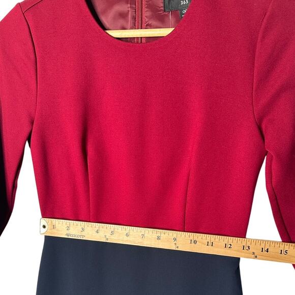 NWT! J. Crew Womans 00 Color Block Bodycon Pencil Dress Long Sleeve Maroon Blue - Picture 3 of 6